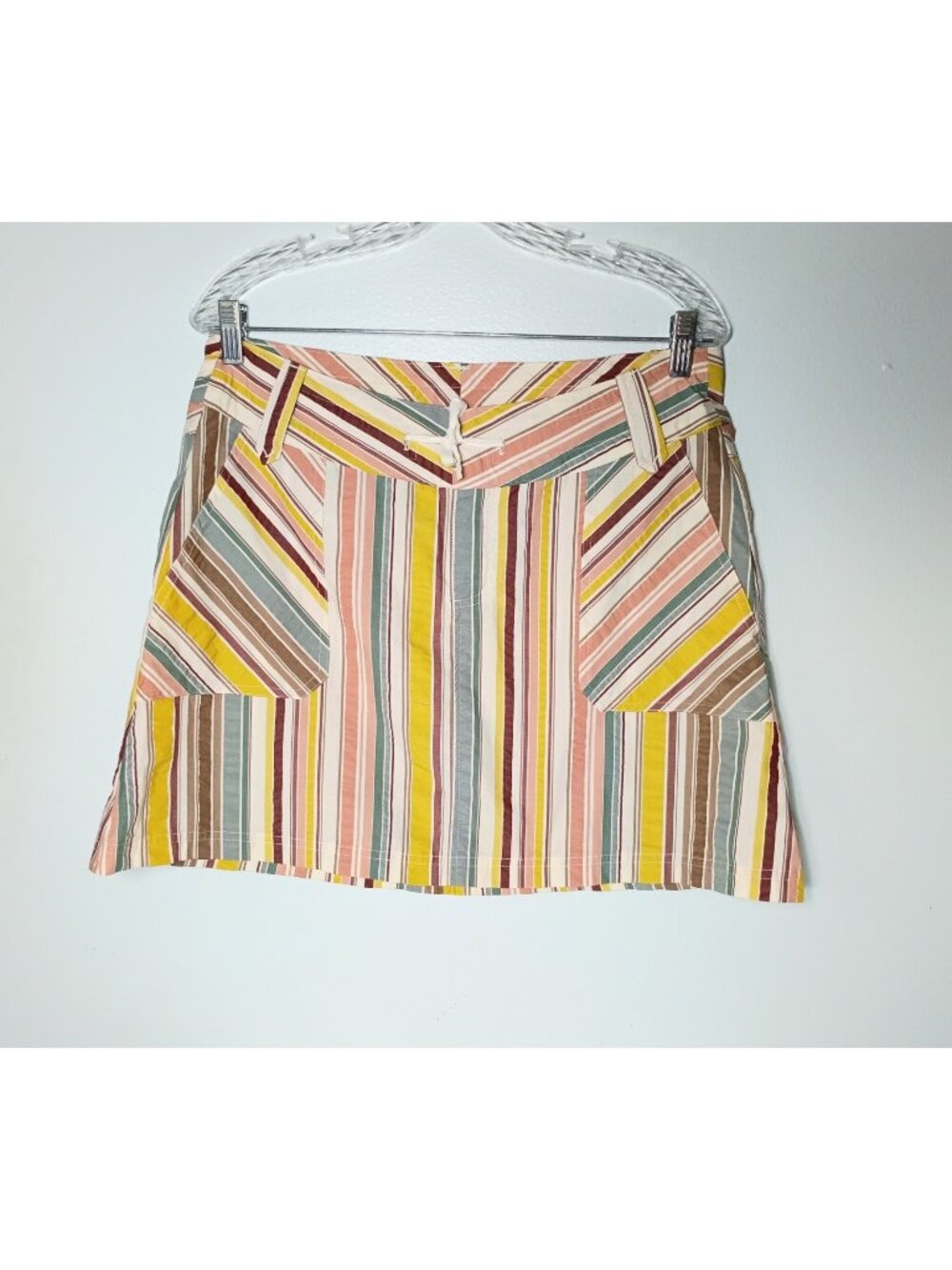 Patagonia Women's Seersucker Mini Skirt 8 Organic Cotton Blend Striped